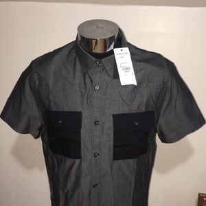 New Kenneth Cole gray black button-down shirt
